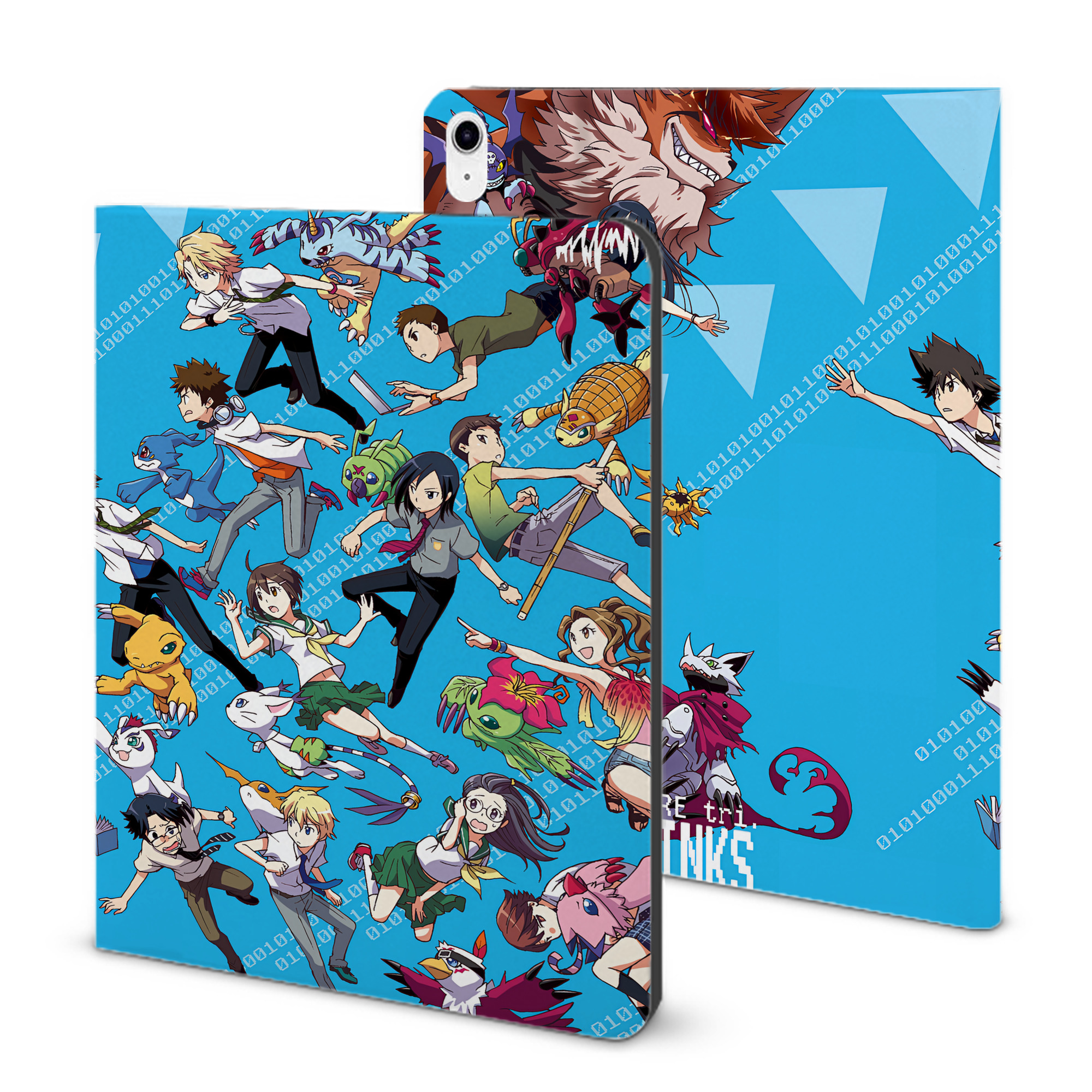 （画像用） Digimon デジタルモンスター/デジモン IPad ケース ブック型 PUレザー TPU 耐衝撃 軽量 薄型 ペン収納なし 全面保護 IPad 各モデル対応